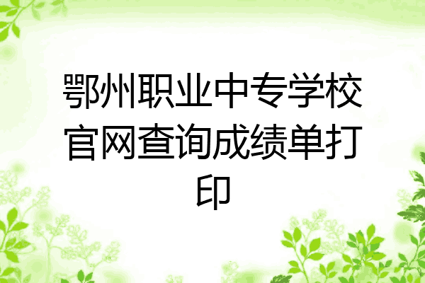 鄂州职业中专学校官网查询成绩单打印