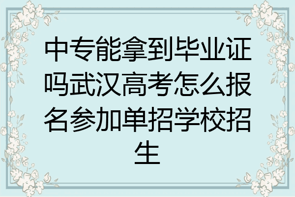 中专能拿到毕业证吗武汉高考怎么报名参加单招学校招生
