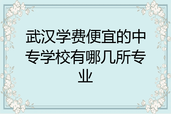 武汉学费便宜的中专学校有哪几所专业