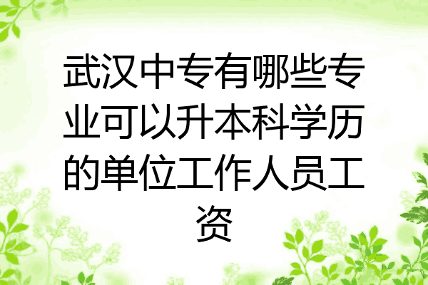 武汉中专有哪些专业可以升本科学历的单位工作人员工资