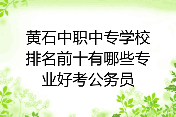 黄石中职中专学校排名前十有哪些专业好考公务员