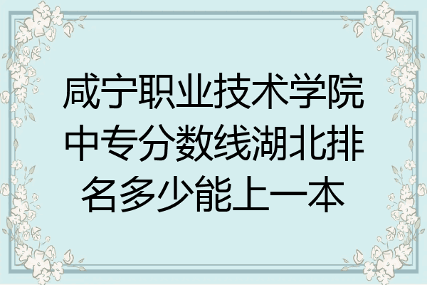 咸宁职业技术学院中专分数线湖北排名多少能上一本