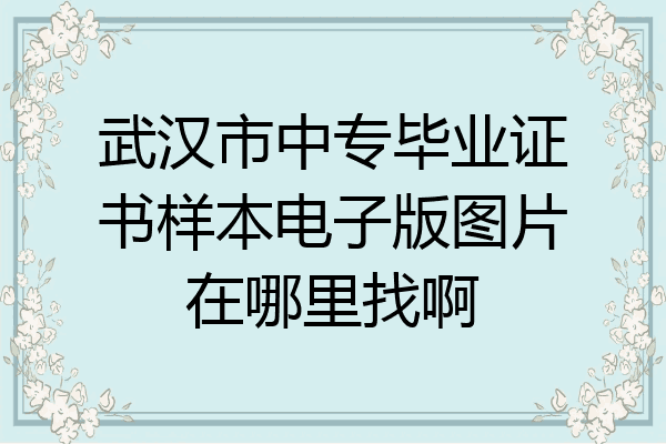 武汉市中专毕业证书样本电子版图片在哪里找啊
