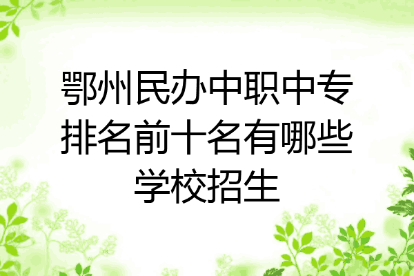 鄂州民办中职中专排名前十名有哪些学校招生