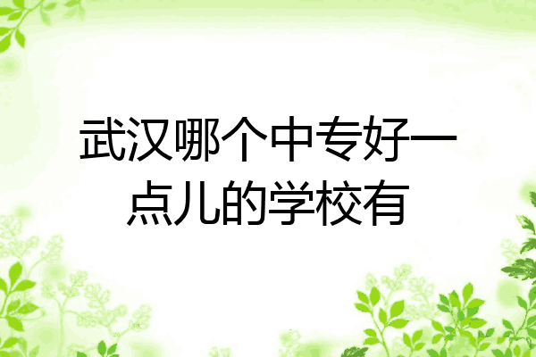 武汉哪个中专好一点儿的学校有