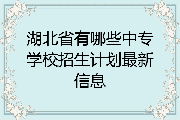湖北省有哪些中专学校招生计划最新信息