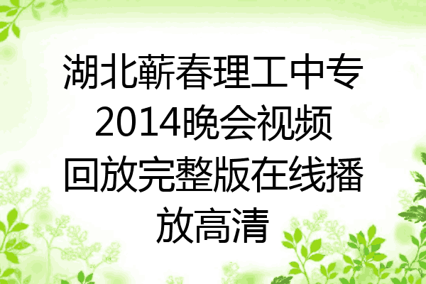 湖北蕲春理工中专2014晚会视频回放完整版在线播放高清