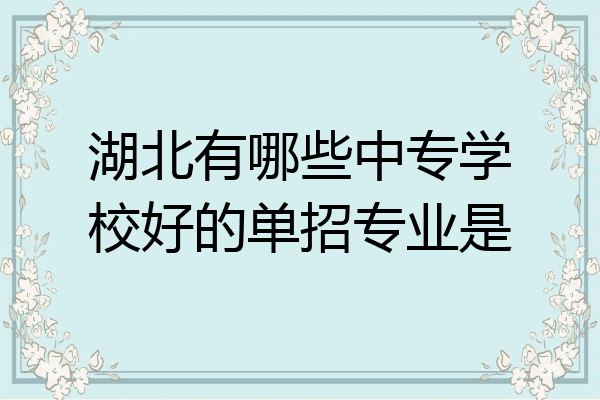 湖北有哪些中专学校好的单招专业是