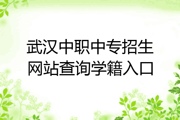 武汉中职中专招生网站查询学籍入口