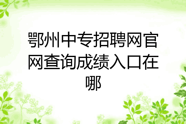 鄂州中专招聘网官网查询成绩入口在哪