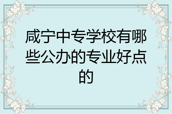 咸宁中专学校有哪些公办的专业好点的