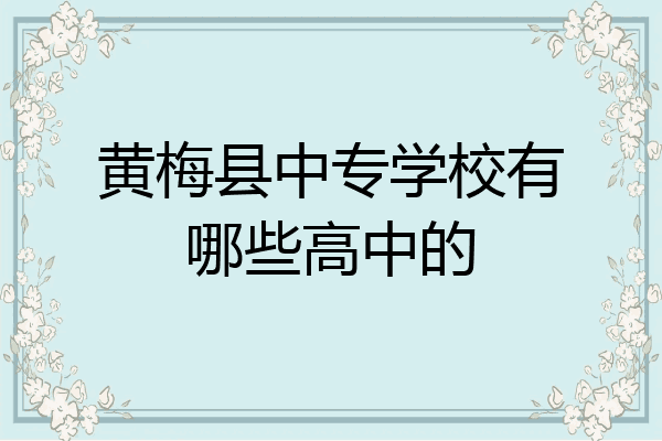 黄梅县中专学校有哪些高中的