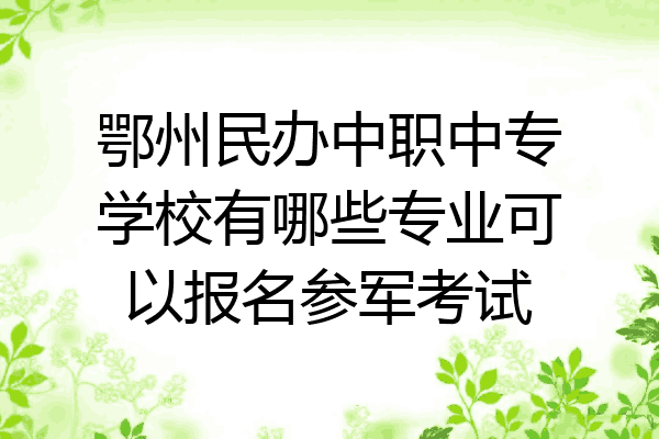 鄂州民办中职中专学校有哪些专业可以报名参军考试