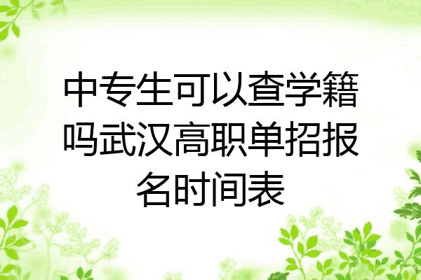 中专生可以查学籍吗武汉高职单招报名时间表