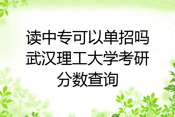 读中专可以单招吗武汉理工大学考研分数查询