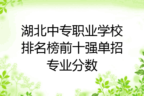 湖北中专职业学校排名榜前十强单招专业分数