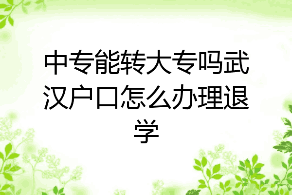 中专能转大专吗武汉户口怎么办理退学