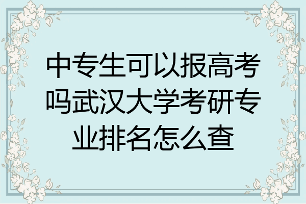 中专生可以报高考吗武汉大学考研专业排名怎么查