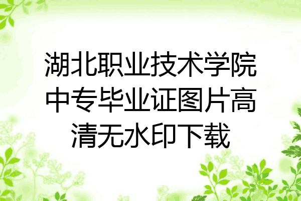 湖北职业技术学院中专毕业证图片高清无水印下载