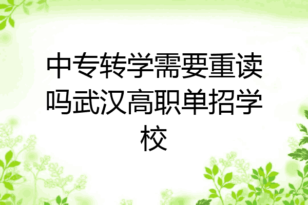 中专转学需要重读吗武汉高职单招学校