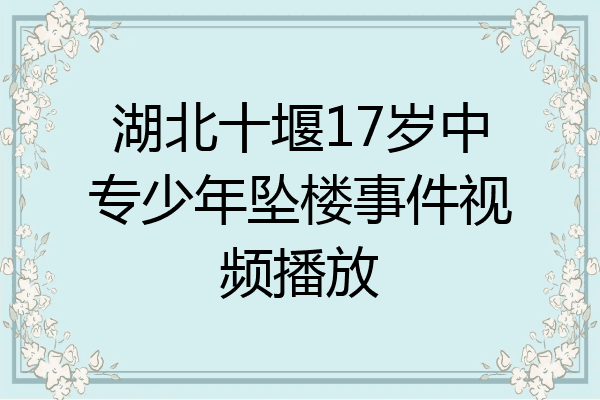 湖北十堰17岁中专少年坠楼事件视频播放