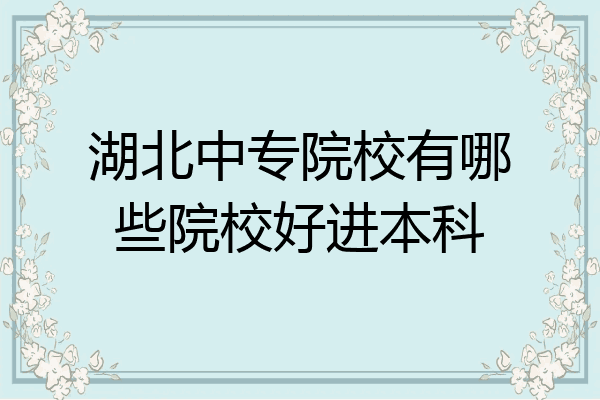 湖北中专院校有哪些院校好进本科