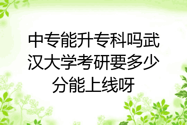 中专能升专科吗武汉大学考研要多少分能上线呀