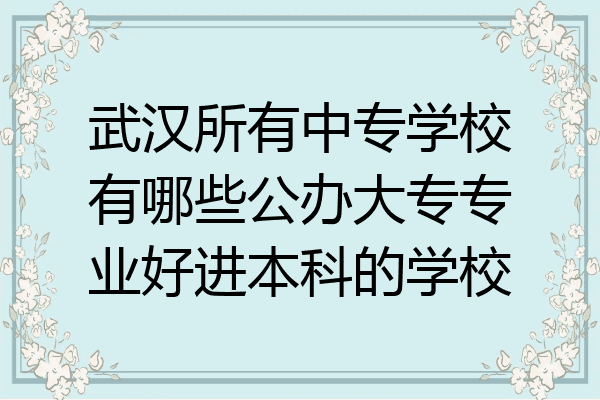 武汉所有中专学校有哪些公办大专专业好进本科的学校