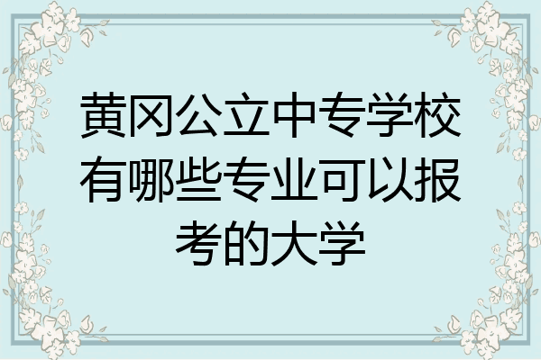 黄冈公立中专学校有哪些专业可以报考的大学