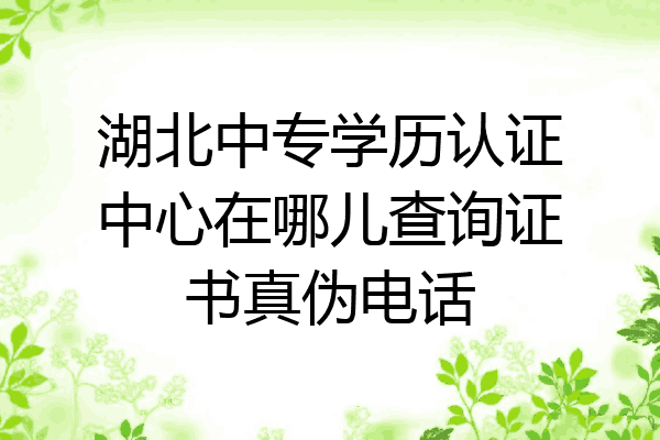湖北中专学历认证中心在哪儿查询证书真伪电话