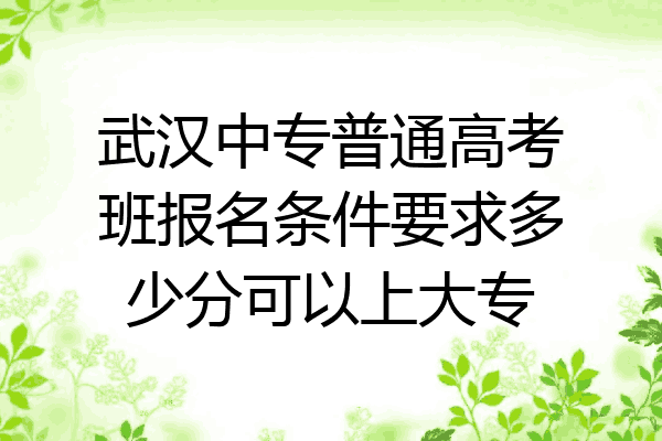 武汉中专普通高考班报名条件要求多少分可以上大专