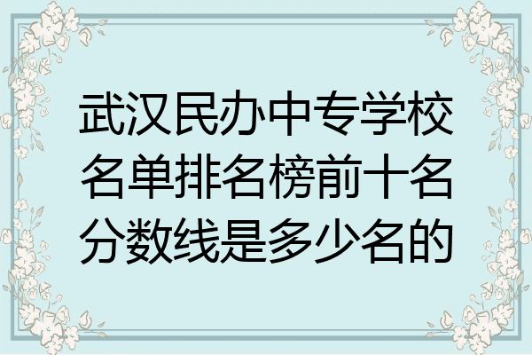 武汉民办中专学校名单排名榜前十名分数线是多少名的