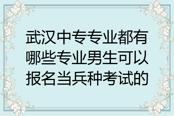 武汉中专专业都有哪些专业男生可以报名当兵种考试的