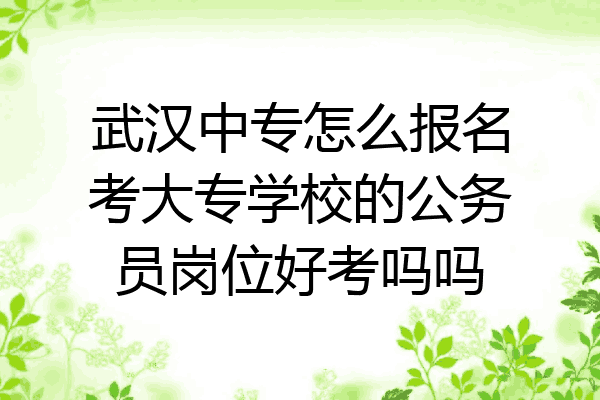 武汉中专怎么报名考大专学校的公务员岗位好考吗吗
