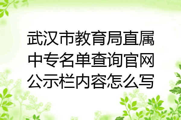 武汉市教育局直属中专名单查询官网公示栏内容怎么写
