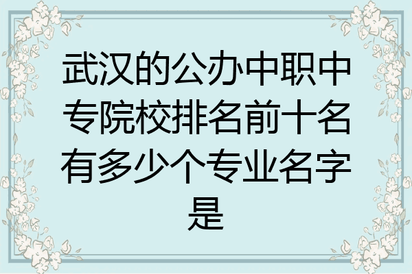 武汉的公办中职中专院校排名前十名有多少个专业名字是