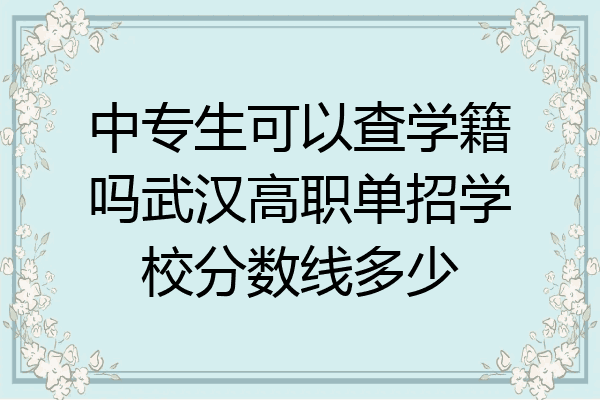 中专生可以查学籍吗武汉高职单招学校分数线多少