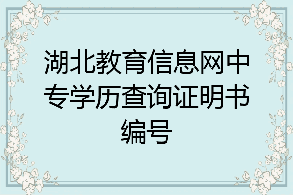 湖北教育信息网中专学历查询证明书编号