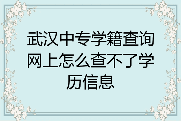 武汉中专学籍查询网上怎么查不了学历信息