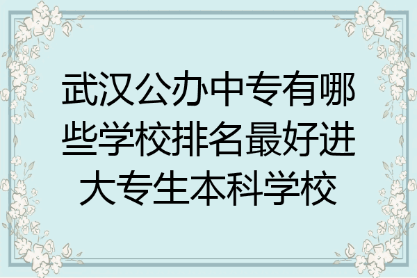 武汉公办中专有哪些学校排名最好进大专生本科学校
