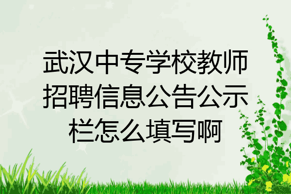 武汉中专学校教师招聘信息公告公示栏怎么填写啊