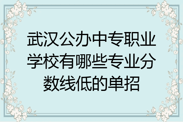 武汉公办中专职业学校有哪些专业分数线低的单招