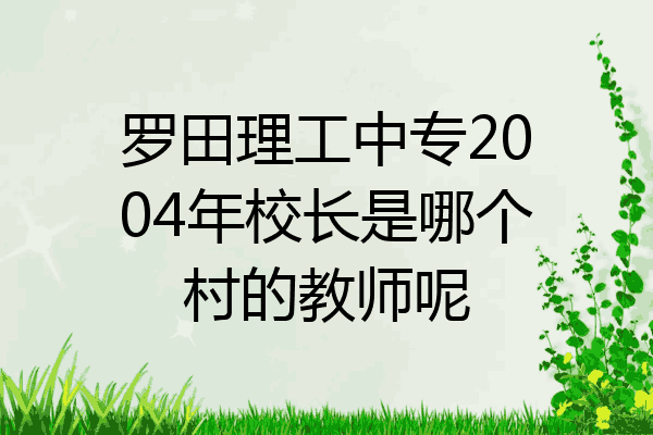 罗田理工中专2004年校长是哪个村的教师呢