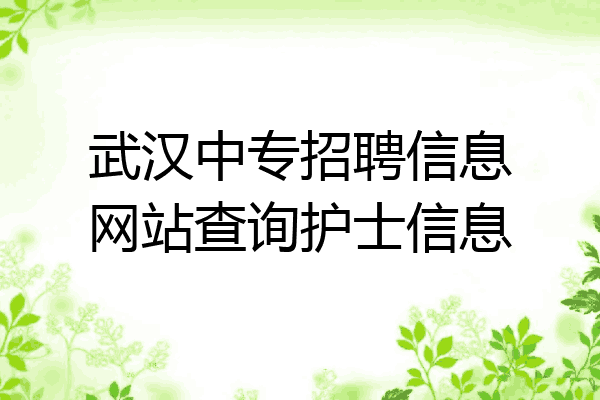 武汉中专招聘信息网站查询护士信息