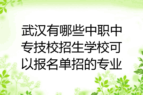 武汉有哪些中职中专技校招生学校可以报名单招的专业