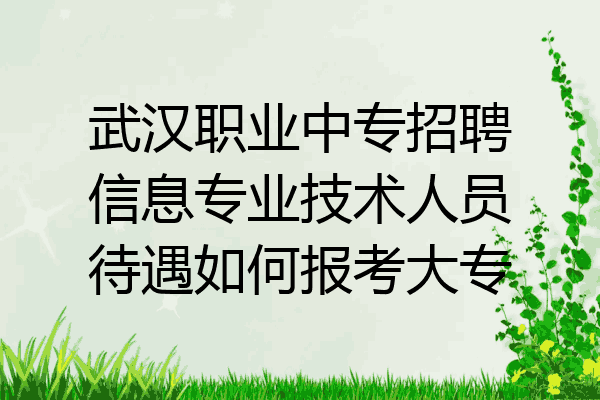 武汉职业中专招聘信息专业技术人员待遇如何报考大专