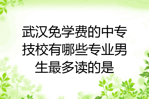 武汉免学费的中专技校有哪些专业男生最多读的是