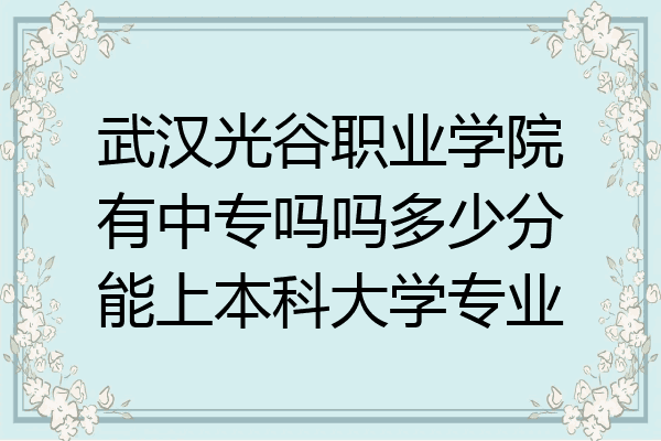 武汉光谷职业学院有中专吗吗多少分能上本科大学专业
