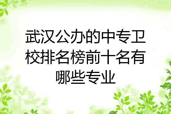 武汉公办的中专卫校排名榜前十名有哪些专业