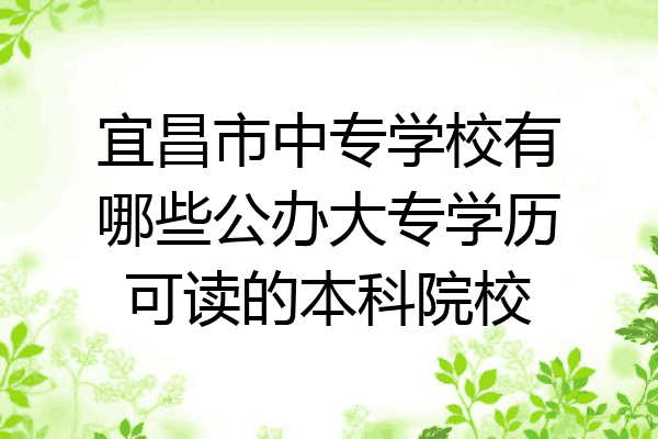 宜昌市中专学校有哪些公办大专学历可读的本科院校